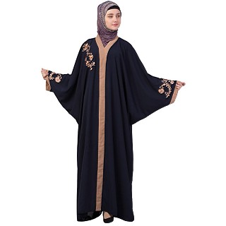 Afghani embroidered Kaftan abaya- Navy Blue